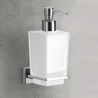 Soap Dispenser Soap Dispenser, Wall Mounted, Frosted Glass With Chrome Mounting Gedy 6981-13